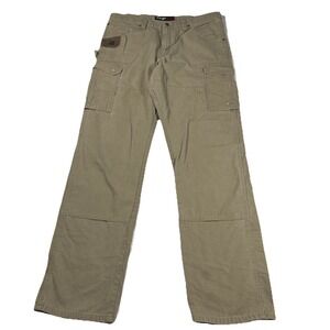 Wrangler Riggs Workwear Pants Mens 38x36 Khaki Cargo Utility Double Knee Canvas
